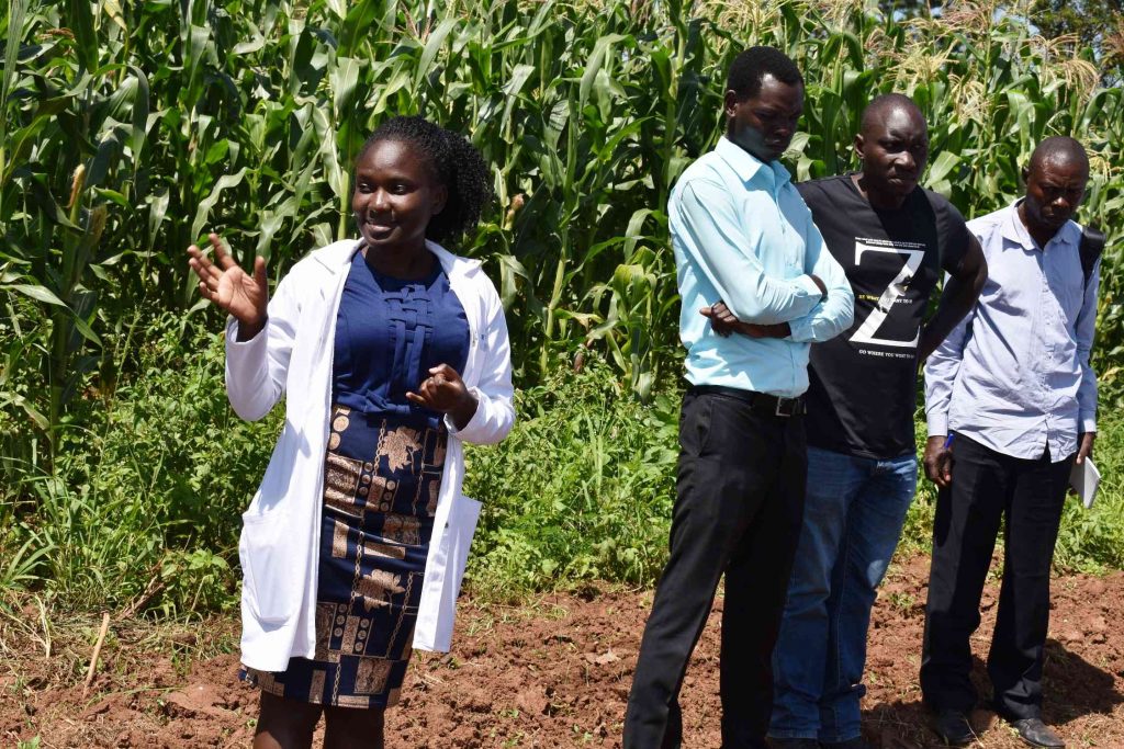  - One of the students Shamin Nassanga explaining the technology to farmers