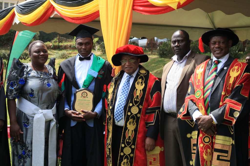  - Galiwango Kasozi Steven best Sciences student (CGPA of 4.84) in BSc Food Science & Technology being awarded by the Chancellor at the 69th Grad Ceremony