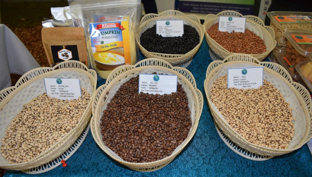  - Five of the developed cow pea varieties on display