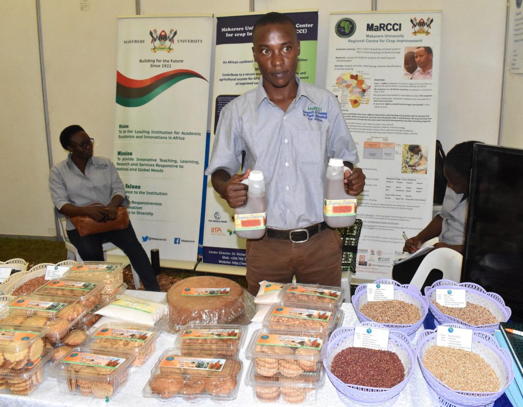  - MaRCCI MSc student on Plant Breeding and Seed system Kutuka John Keima speaking on the Sorghum porridge