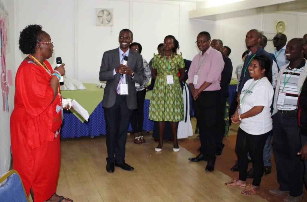  - Instructors Dr. Grace Bantebya (SWG), Dr. Richard Miiro (CAES) interacting with participants during the training