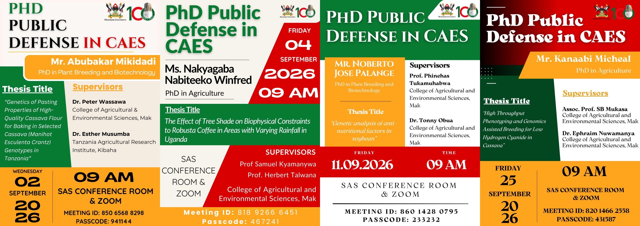 Forthcoming PhD Defenses at CAES